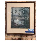 Framed Woodland Landscape Print with Mat, 28x26 Inches