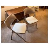 Pair of Samsonite Folding Metal Chairs with Cushioned Seats