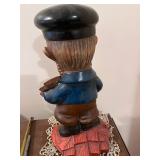 Vintage Hand-Painted Porcelain Figurine of Fiddler with Violin, 16 Inches Tall