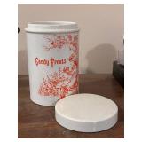 Vintage English Ceramic Candy Treats Jar with Lid