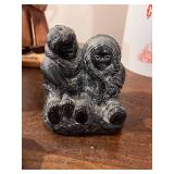 Lot of 3 Collectible Art Pieces: Wolf Original Soapstone, Amethyst Mine Panorama, and Cuba Drummer Sculpture