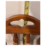 Pair of Wooden Dining Chairs with Brown Vinyl Seats