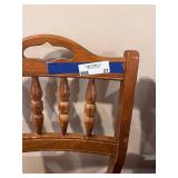 Pair of Wooden Dining Chairs with Brown Vinyl Seats