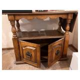 Solid Wood Drop-Leaf Side Table with Lower Cabinet Storage 32 x 28 x 16 in