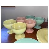 Vintage Pastel Glass Dessert Set with Plates and Sherbets