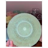 Vintage Pastel Glass Dessert Set with Plates and Sherbets