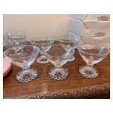 Vintage Pastel Glass Dessert Set with Plates and Sherbets