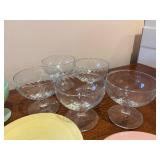 Vintage Pastel Glass Dessert Set with Plates and Sherbets