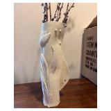 Handcrafted White Ceramic Vase with Raised Floral Design