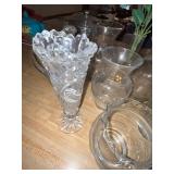 Collection of Glass Vases, Pitcher, and Decorative Coasters