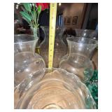 Collection of Glass Vases, Pitcher, and Decorative Coasters
