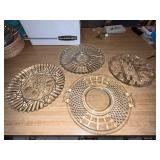 Collection of 5 Vintage Glass Serving Trays and 1 Football Stadium Platter