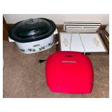 Lot of 3 Kitchen Appliances - Crock-Pot, George Foreman Grill, and Cornwall Electric Tray