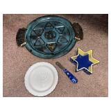 Hanukkah Serving Set with Lenox Plate, Blue Star Dish, and Tray