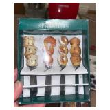 Fruit-Themed Ceramic Serving Platters with Boston Warehouse Cheese Spreaders and Glass Tray