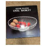 Kitchenware Set: Oval Baking Dish with Metal Holder, Silver Plated Oval Basket, and Metal Paper Towel Holder