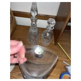 Set of 2 Cut Crystal Decanters and 1 Crystal Martini Glass
