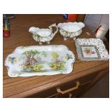 Royal Albert Lorna Doone Porcelain Serving Set and Square Trinket Dish
