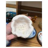 Decorative Plates and Figurines Collection including Porcelain, Glass, and Gold Leaf Bowl