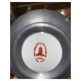 Decorative Plates and Figurines Collection including Porcelain, Glass, and Gold Leaf Bowl