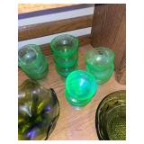 Vintage Uranium Glass Set with 8 Dessert Cups and 2 Bowls