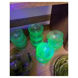 Vintage Uranium Glass Set with 8 Dessert Cups and 2 Bowls