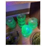 Vintage Uranium Glass Set with 8 Dessert Cups and 2 Bowls