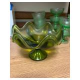 Vintage Uranium Glass Set with 8 Dessert Cups and 2 Bowls
