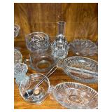 Collection of Vintage Clear Glass Serveware and Salt & Pepper Shakers