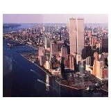 Framed Panoramic Poster of New York City Skyline with World Trade Center