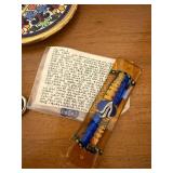 Set of Judaica Items with Star of David Wall Hanging, Ceramic Plaque, and Mezuzah with Scroll