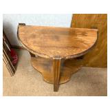 Vintage Wooden Demilune Side Table with Shelf