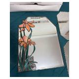 Lot of 3 Decorative Wall Mirrors including Stained Glass Floral Mirror