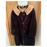 Vintage Dark Brown Fur Coat with Light Tan Fur Collar