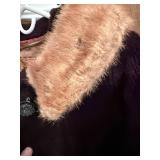Vintage Dark Brown Fur Coat with Light Tan Fur Collar