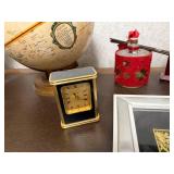 Decorative Desk Lot with Globe, Clocks, Oil Diffuser, and Framed Art