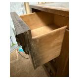 Vintage Solid Wood Desk with Drawers and Leather Top