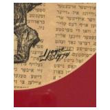 Pair of Framed Ink Drawings on Vintage Text Pages Signed by Artist