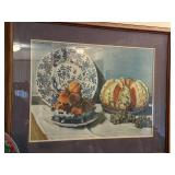 Claude Monet Still Life Framed Art Print with Blue Plate and Fruit