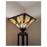 Stained Glass Floor Lamp with Geometric Metal Base
