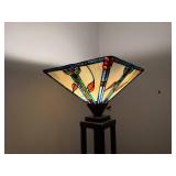 Stained Glass Floor Lamp with Geometric Metal Base