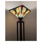 Stained Glass Floor Lamp with Geometric Metal Base