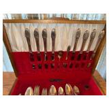 1847 Rogers Bros IS Silverplate Flatware Set with Wooden Case