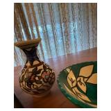 Barlow Decorative Cheese Set with Tile, Hand-Painted Pottery Vase, and Ceramic Bowl