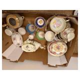 Large Assorted Set of Vintage Floral Tea Cups, Saucers, and Serving Pieces