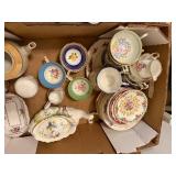 Large Assorted Set of Vintage Floral Tea Cups, Saucers, and Serving Pieces