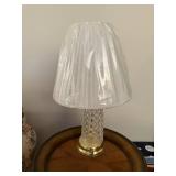Crystal Table Lamp with Brass Base and Pleated Shade