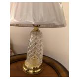 Crystal Table Lamp with Brass Base and Pleated Shade