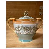 Vintage Handled Porcelain Sugar Bowl with Lid, Made in Japan