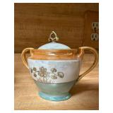 Vintage Handled Porcelain Sugar Bowl with Lid, Made in Japan